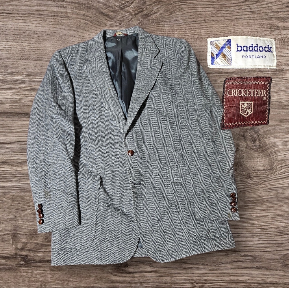 VTG 70s Cricketeer Portland Blazer Wool Jacket Men 40R SportCoat *Missing Button